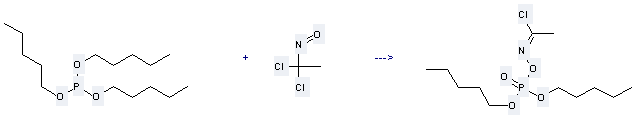 Phosphorous acid,tripentyl ester reacts with 1,1-dichloro-1-nitroso-ethane to get C12H25ClNO4P.